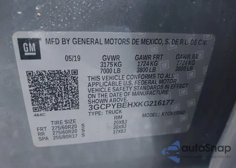 2019 Chevrolet Silverado 1500 Custom from USA, damaged, VIN 3GCPYBEHXKG216177